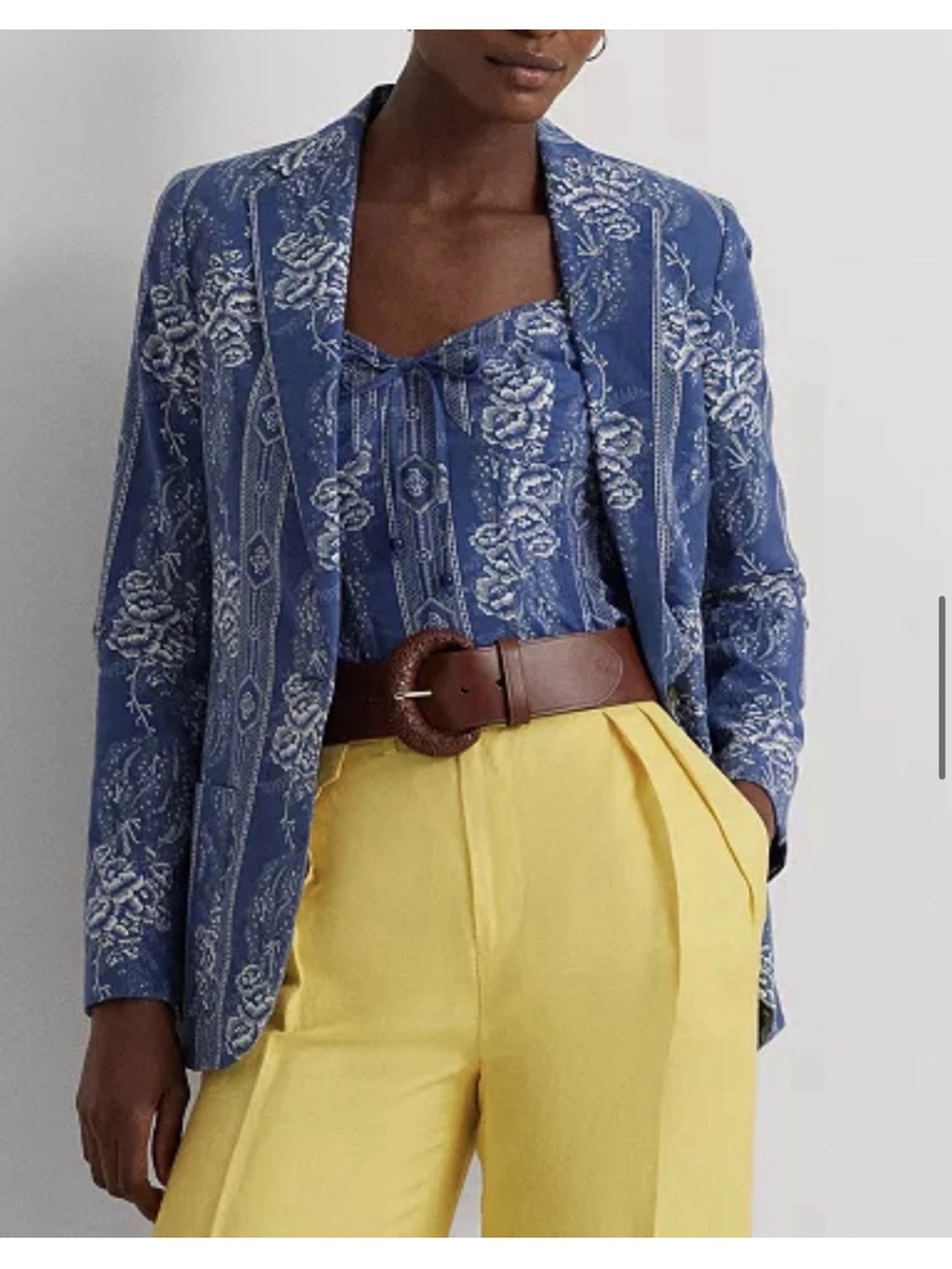New Lauren Ralph Lauren Women's Floral Blazer In Blue Size 6 $395